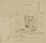 206825 Plattegrond van de voormalige burcht Trecht - het Domplein en omgeving - te Utrecht,